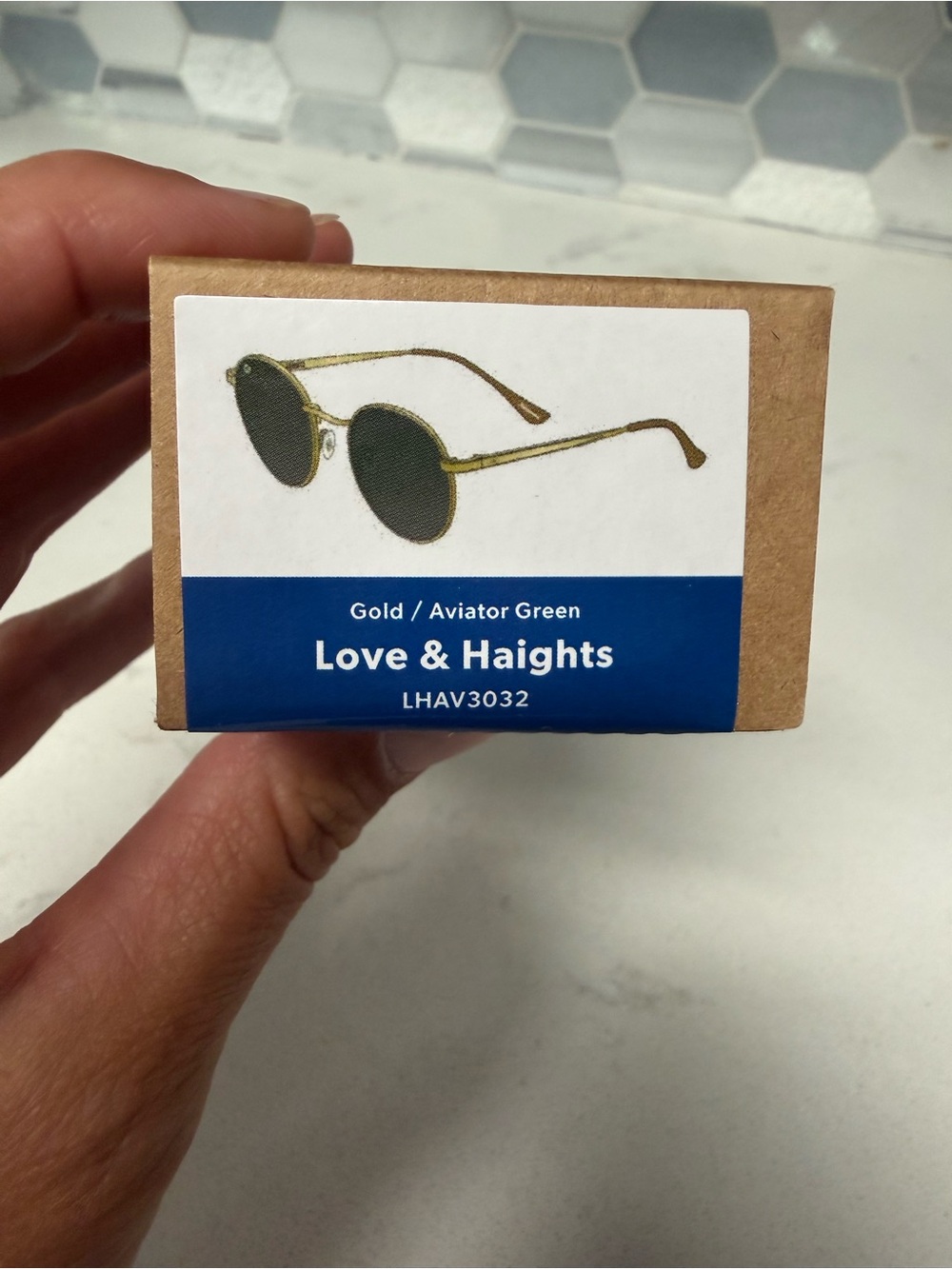 Love & Haights Gold Aviator Sunglasses with Green Lenses